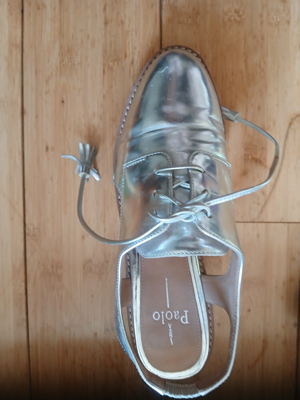 Paolo Metallic Silver Slingback Oxford